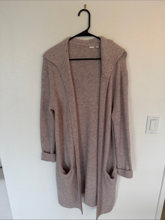 Sweaters - Cozy Open-Front Hooded Rib Knit Cardigan - Dusty Mauve